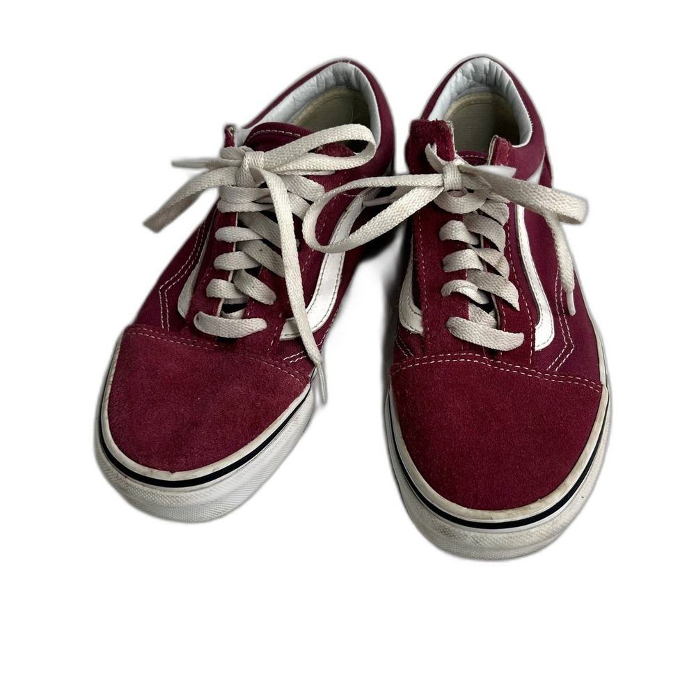 Vans Old Skool Sneakers Burgundy Suede Canvas Skateboard Shoes Size W5.5 M4.0
